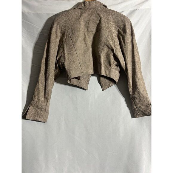 Vtg Philip Noel Jacket Woman's L Coat Leather Crop Animal Texture  P17 - Picture 6 of 6